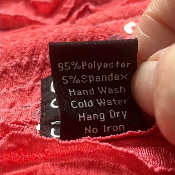 Clara Sun Woo Coral Textured Sequined Jacket Square Buttons Sz L - Picture 7 of 8